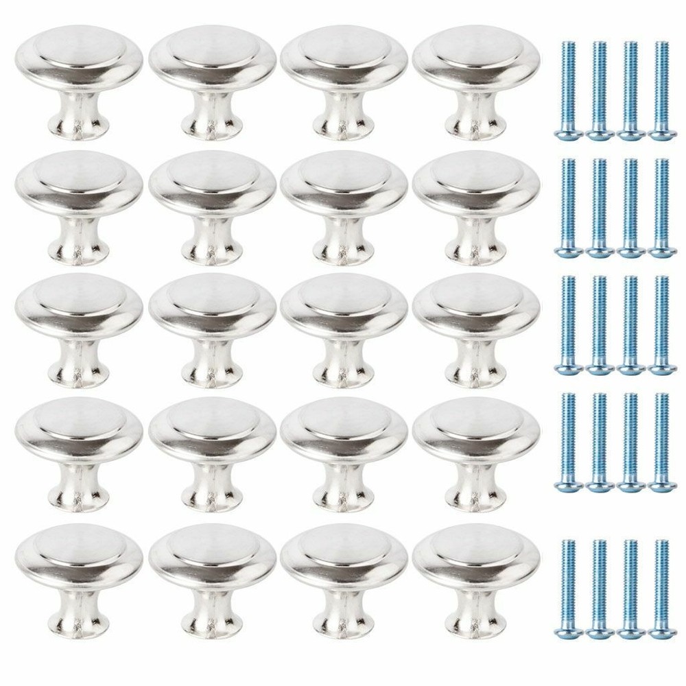 20Pcs Stainless Steel Round Kitchen Cabinet Door Handles Drawer Pulls Knobs