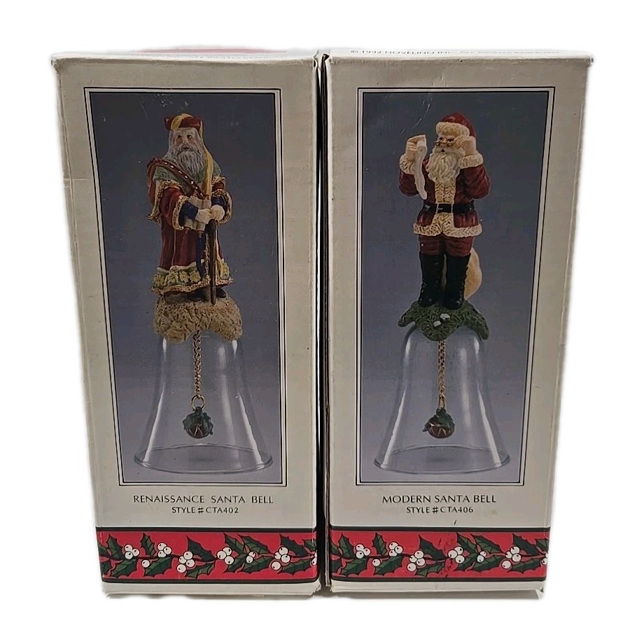 Christmas Lot Of 4 Kurt Adler Birthstone Angels & Novelino Santa Bells Holiday