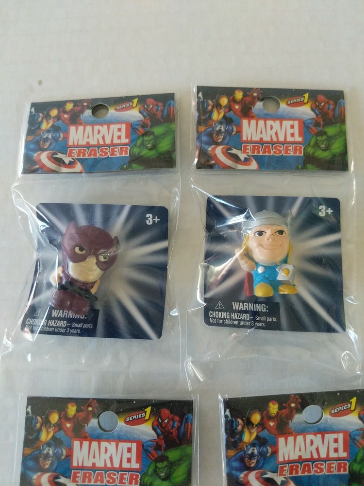 12 Marvel Character Erasers By Monogram New, Sealed