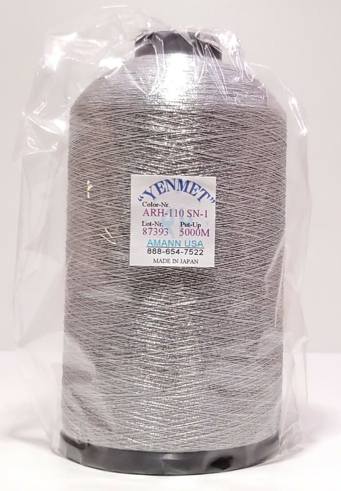 Yenmet Metallic Embroidery Thread - 5000 Meter King Size Spool - Silver SN-1