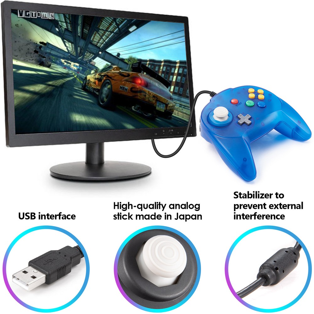 For Switch PC MAC N64 USB Controller Gamepad Joypad for Steam & Super Retrocade