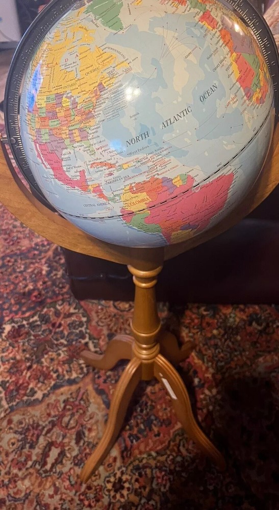 Globe World Aluminated, Solid Wood Stand Classic 39” Tall