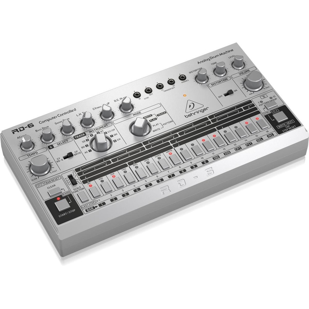Behringer RD-6-SR Analog Drum Machine with 8 Drum Sounds, Silver