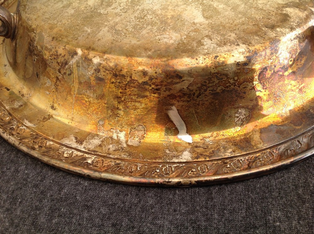 Footed Silverplate Round Serving Tray