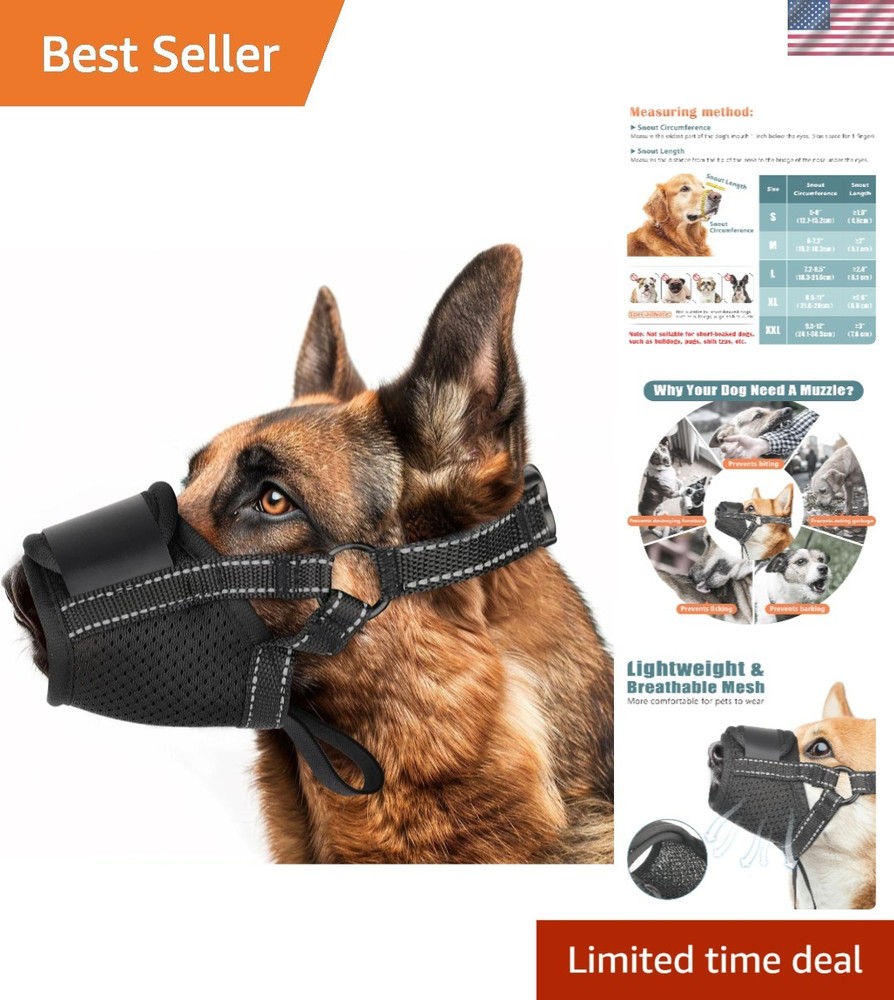 Comfortable Puppy Muzzle in XL - Breathable Mesh for Safe Training & Control