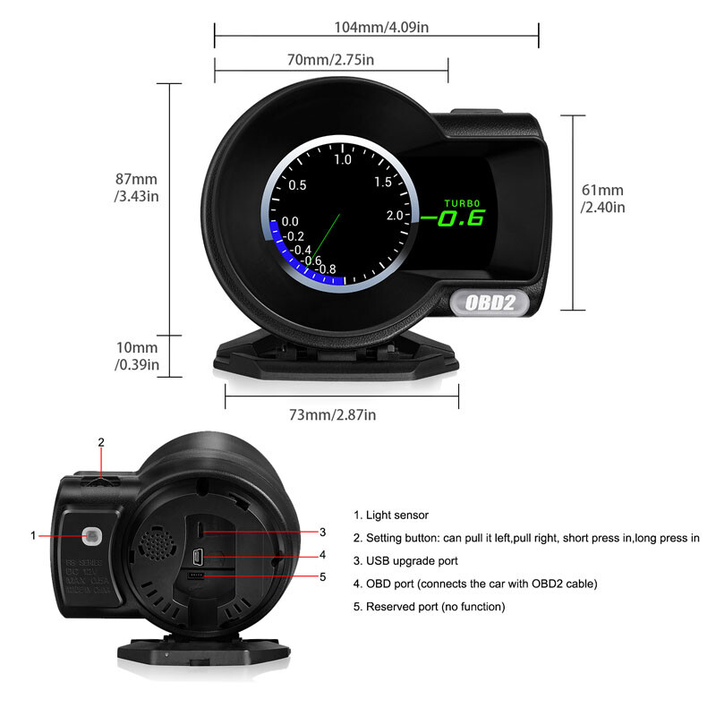Car OBD2 GPS Head Up Display HUD Speedometer Odometer Data Reader Loop Status