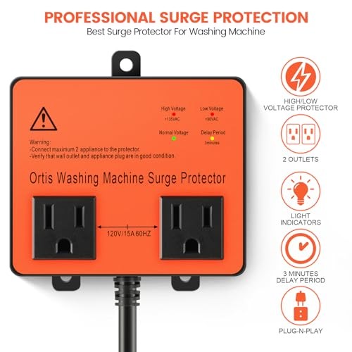 Washing Machine Surge Protector, Double Outlet Voltage Protector for Home