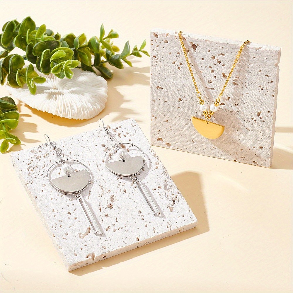 1box 12pcs Rectangle Triangle Stainless Steel Pendants Half Flat Round