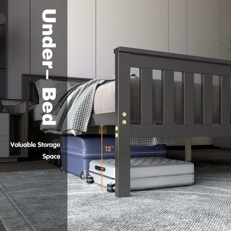 Solid Wood Platform Bed with Headboard, Slats, 12” Storage, Easy Assembly