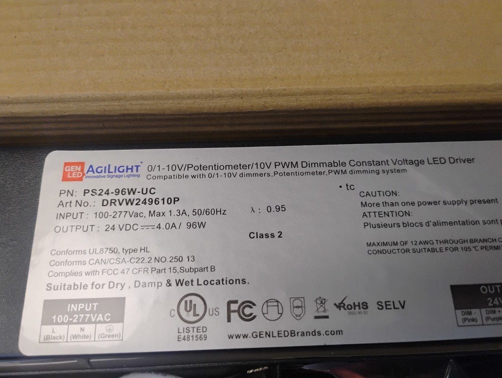 PS24-96W-UC Agilight Dimmable Constant Voltage LED Driver