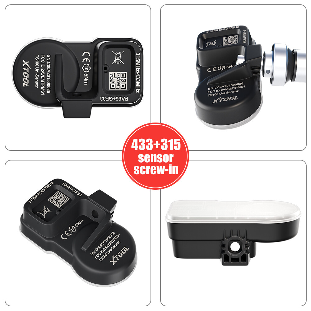 XTOOL TPMS TS100 315MHz 433MHz 2in1 Programmable Car Tire Pressure Sensor Metal