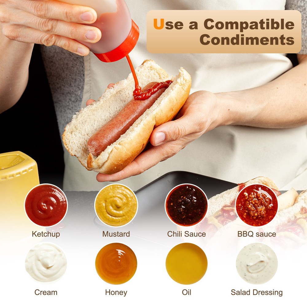 Condiment Squeeze Bottles for Sauces, 2pcs 16 oz Refillable Plastic Bottle