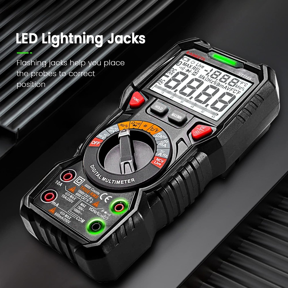 KAIWEETS Digital Multimeter TRMS 6000 Counts Voltmeter 6000 counts, black