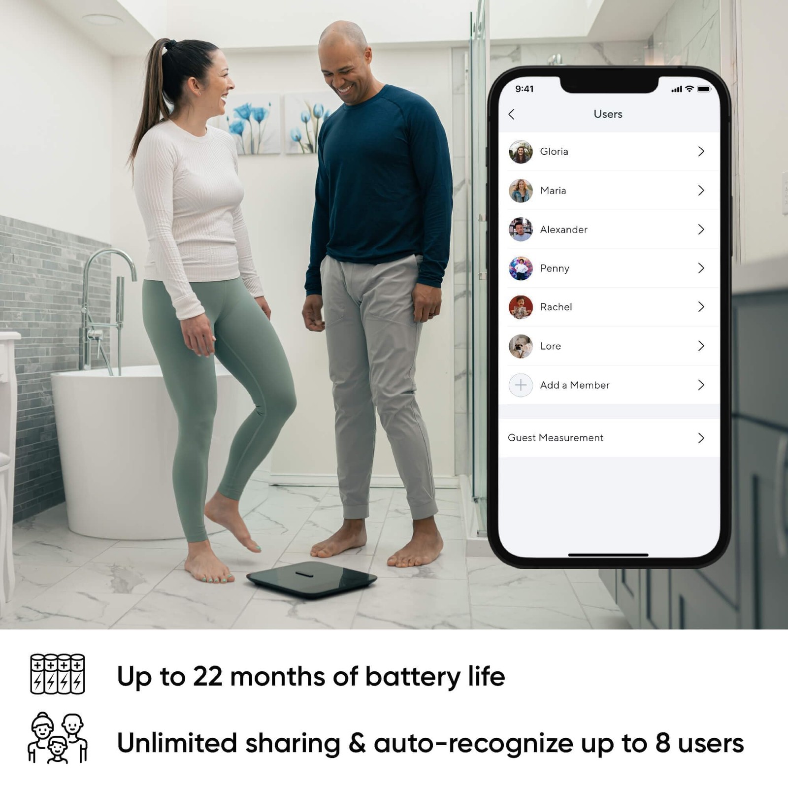 Wyze Smart Scale X - Body Composition Heart Rate Fitness App Sync 400 lb Black