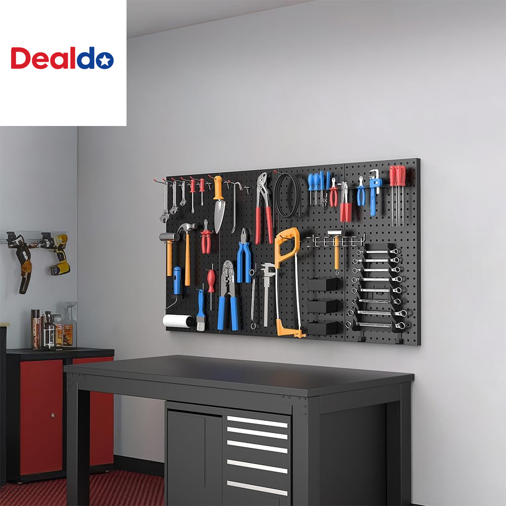 4 Pcs Metal Pegboard Wall Panels, Peg Boards for Garage Tool Storage