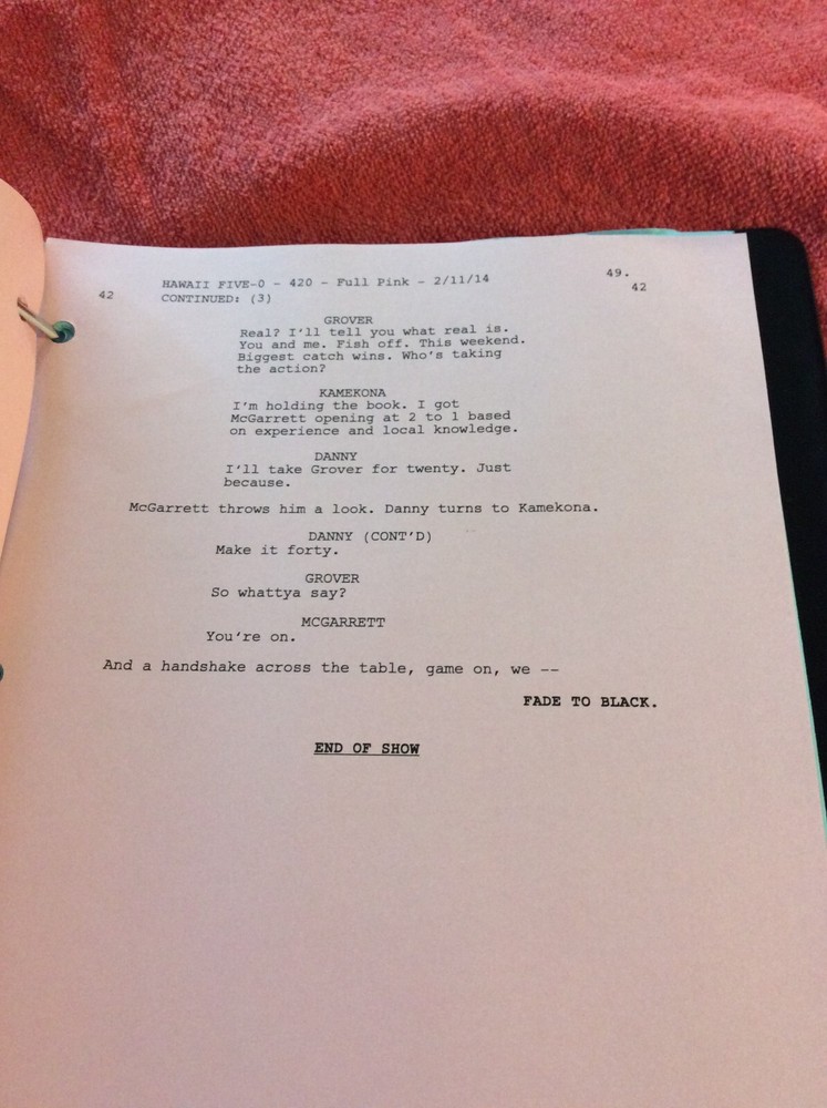 HAWAII FIVE-O ORIGINAL SCRIPT 420 SCHEDULE 2014 PE'EPE'E KANAKA DANIEL DAE KIM