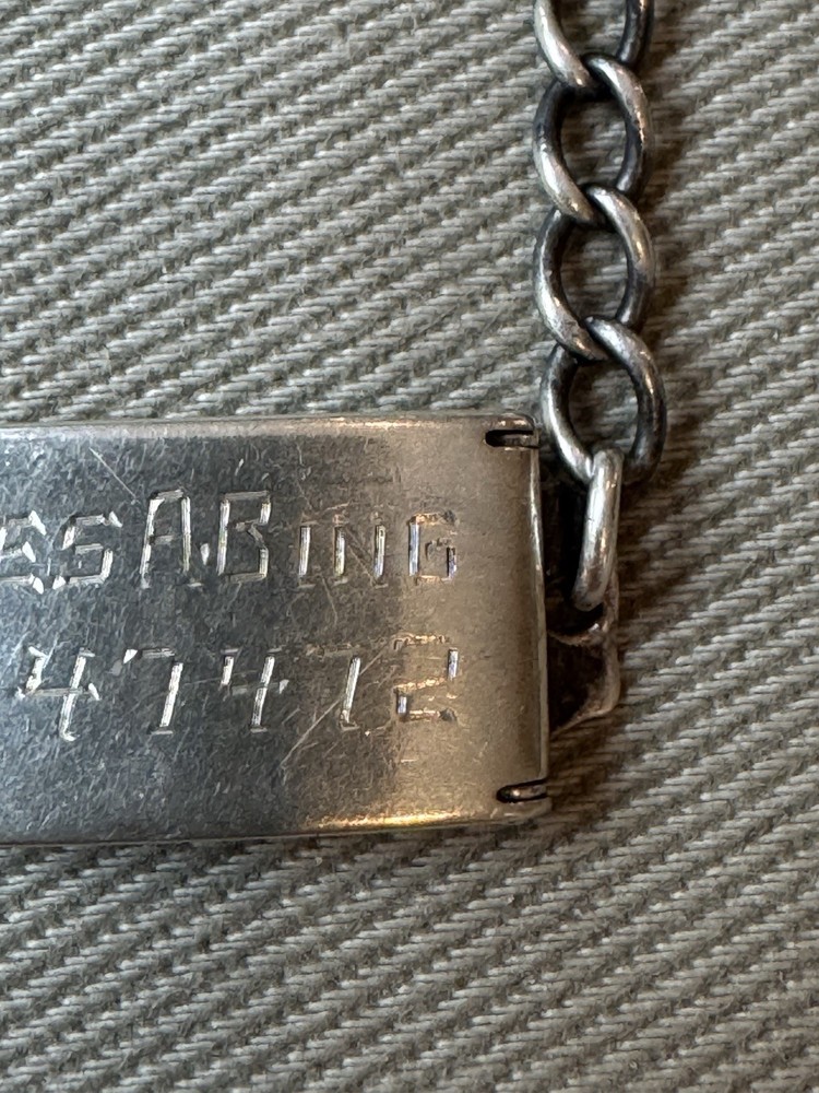 Antique Sterling .925 WWII US Soldier 7.5” ID Bracelet Locket w/Girl Friend Pic