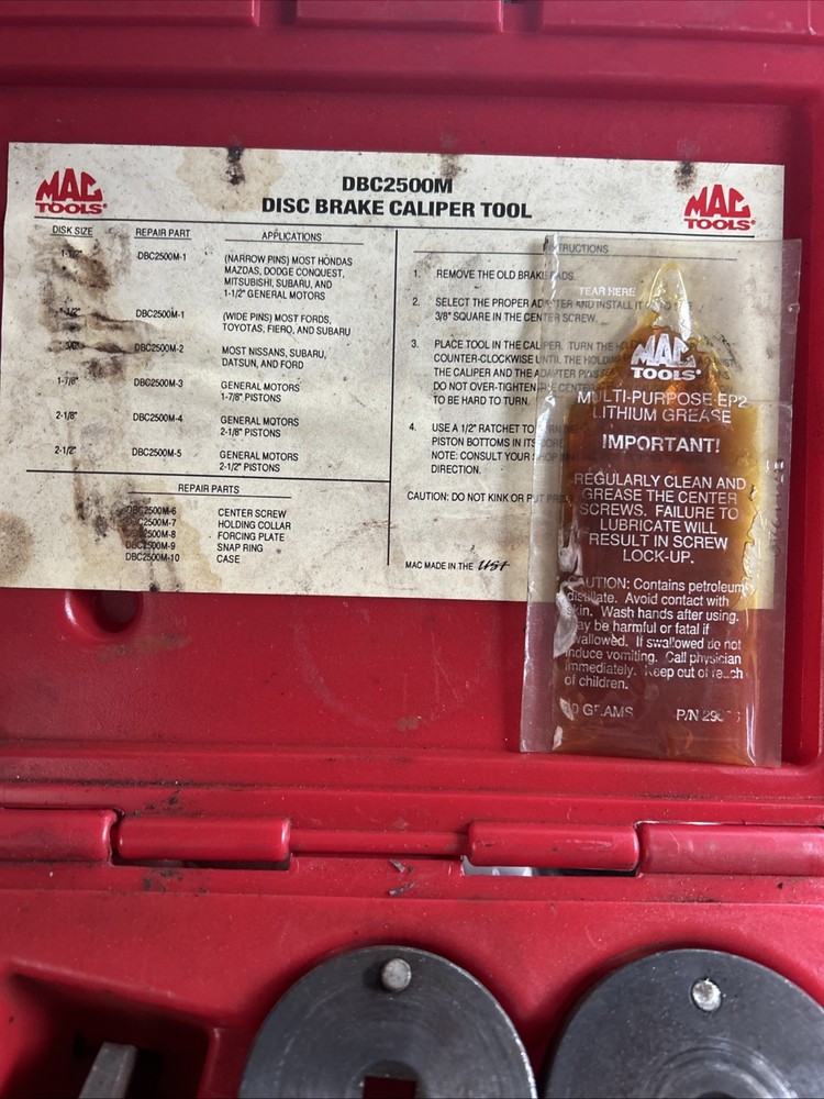 Mac Tools Disc Brake Caliper Set DBC2500M w/ Case.