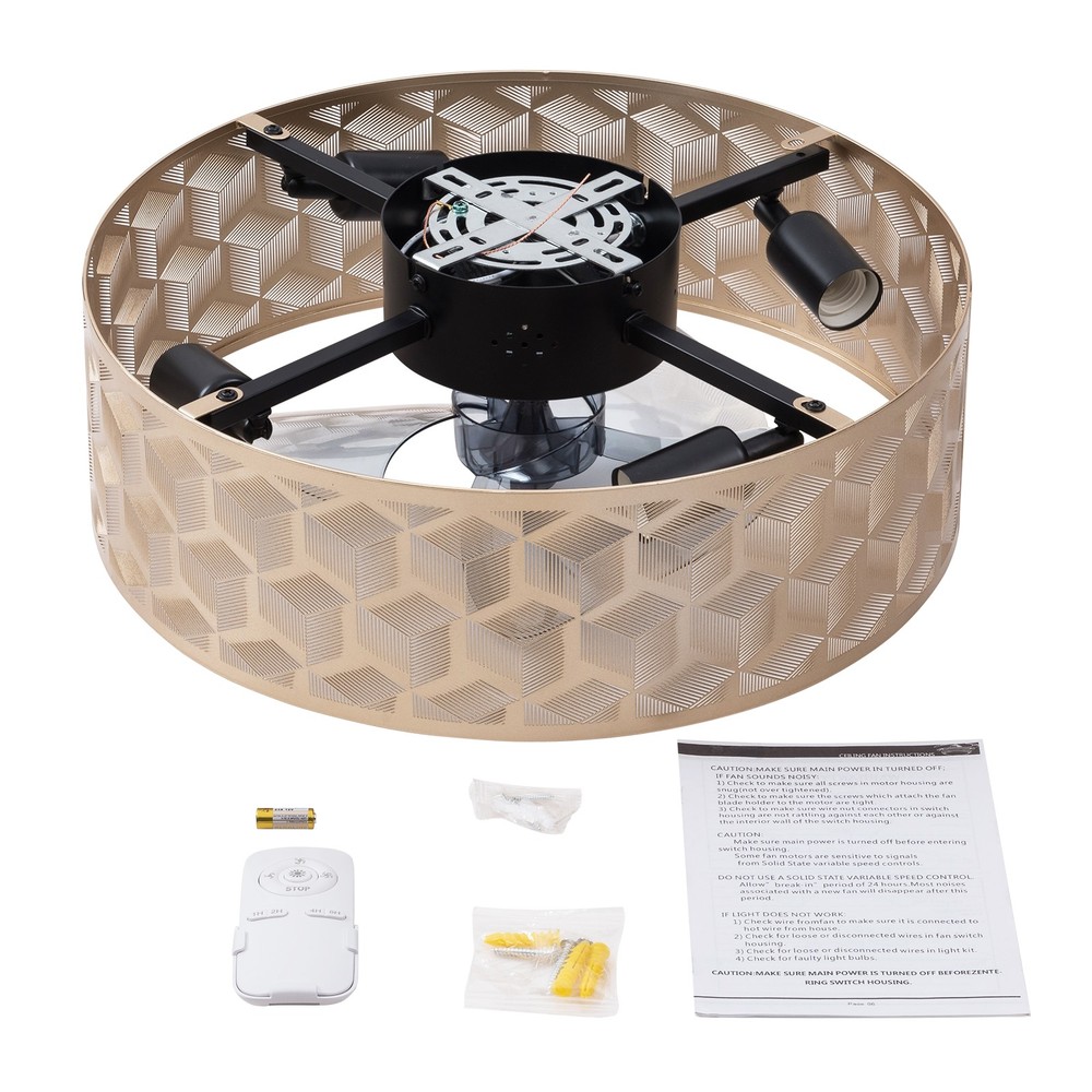 Modern Round Low Profile Ceiling Fan Light with Remote Control – 18" Indoor