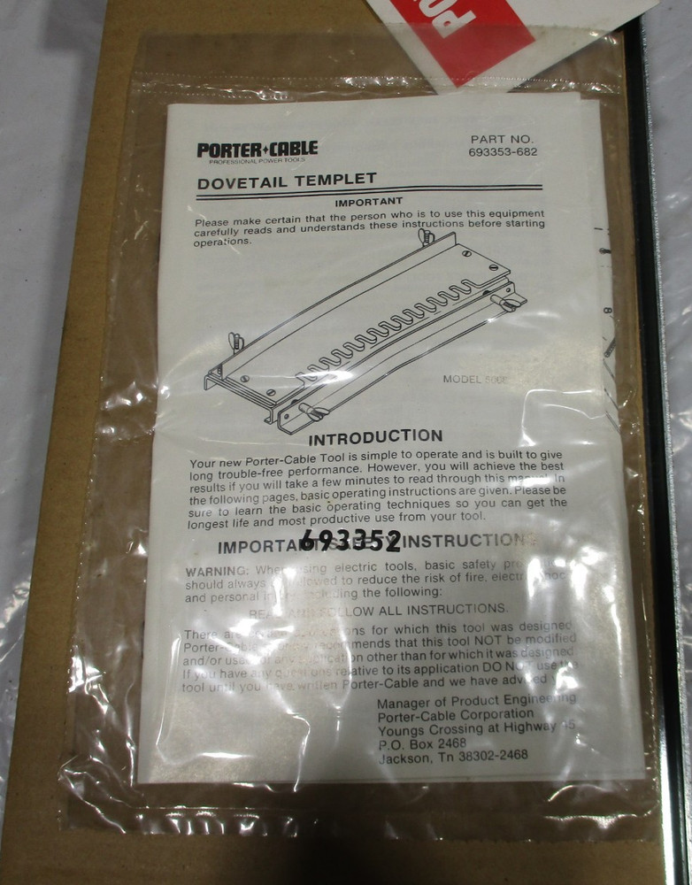 Unused Porter Cable 5008 Dovetail Template Machine