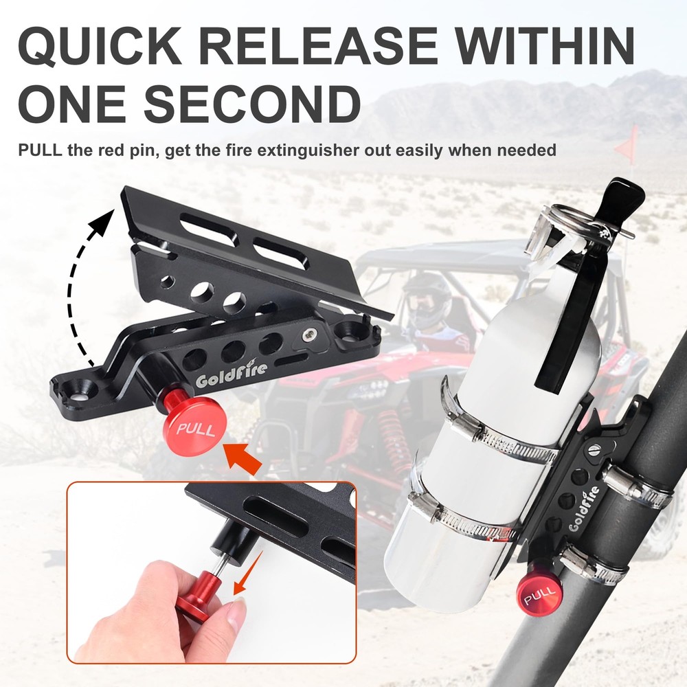 Quick Release Aluminum Fire Extinguisher Holder Mount Bracket - Black