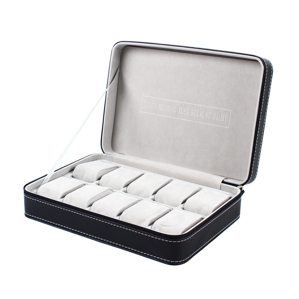 10 Slots Watch Display Case Storage Box Case | Leather Rounded Corner