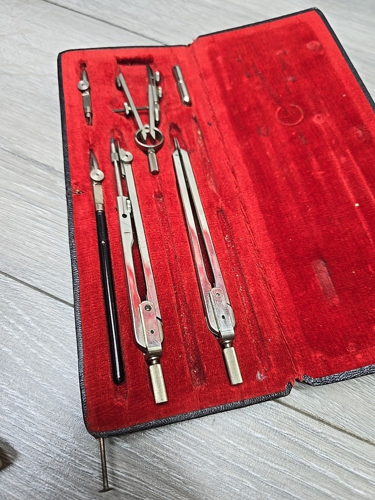 Vintage German Precision Drawing Compass Set – Technical Drafting Instruments