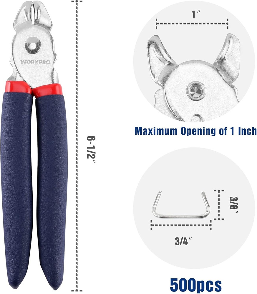 Durable Galvanized Hog Ring Pliers Set with 500 Rings