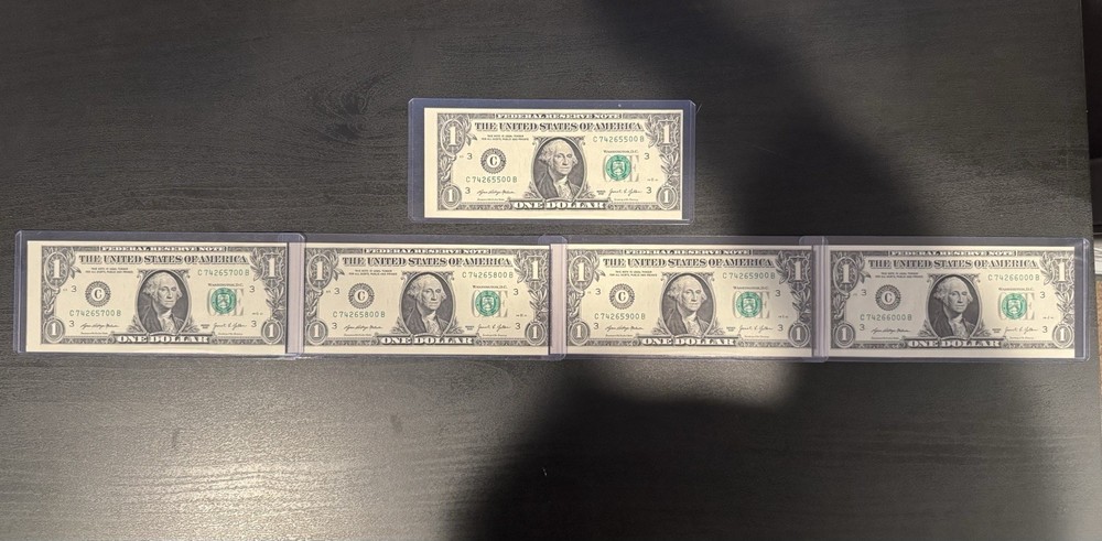 Lot 10 $1 Error Notes – 5 MAJOR Miscut (4 Show Note) + 5 Serial Error/Ladder UNC
