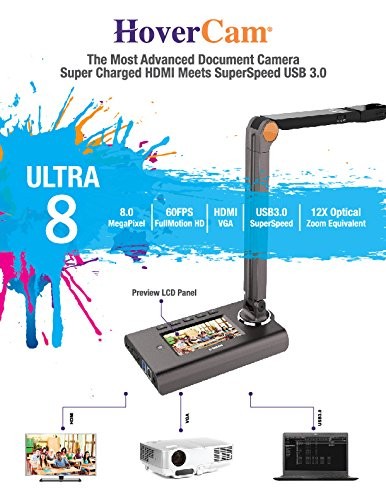 HoverCam Ultra 8 Document Camera 8.0 MegaPixels 60 Frames/Sec HDMI, VGA, USB 3.0