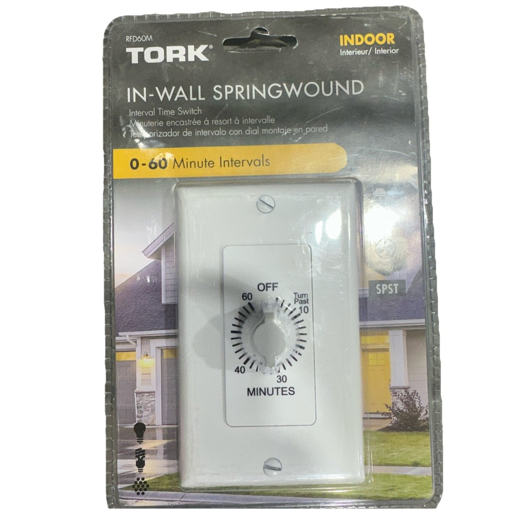 Tork In-Wall Springwound Interval Timer Switch RFF60M Indoor White Faceplate {7}