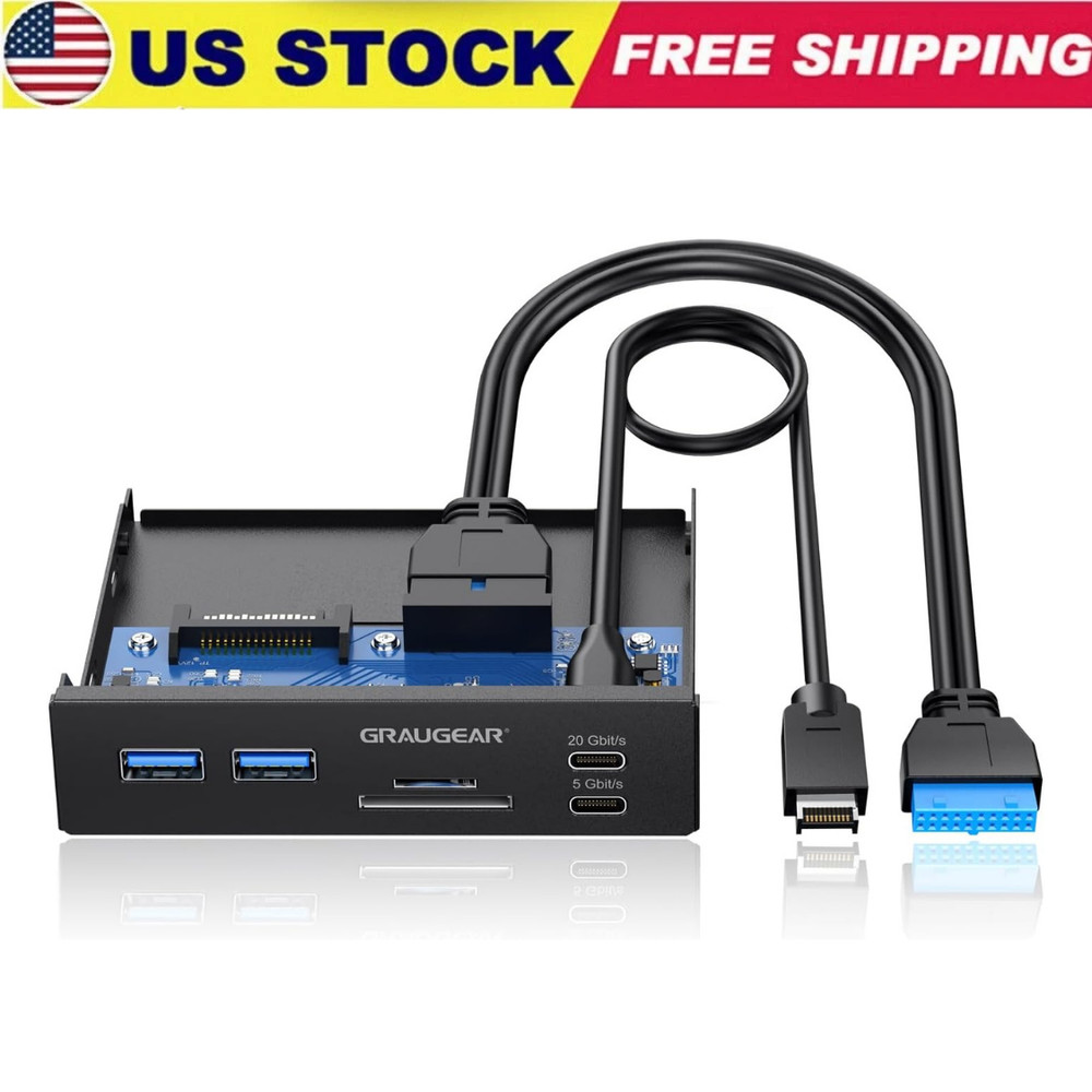 3.5 Inch Front Panel USB C Hub, SD/microSD Internal Card Reader, 20Gbps USB 3.2