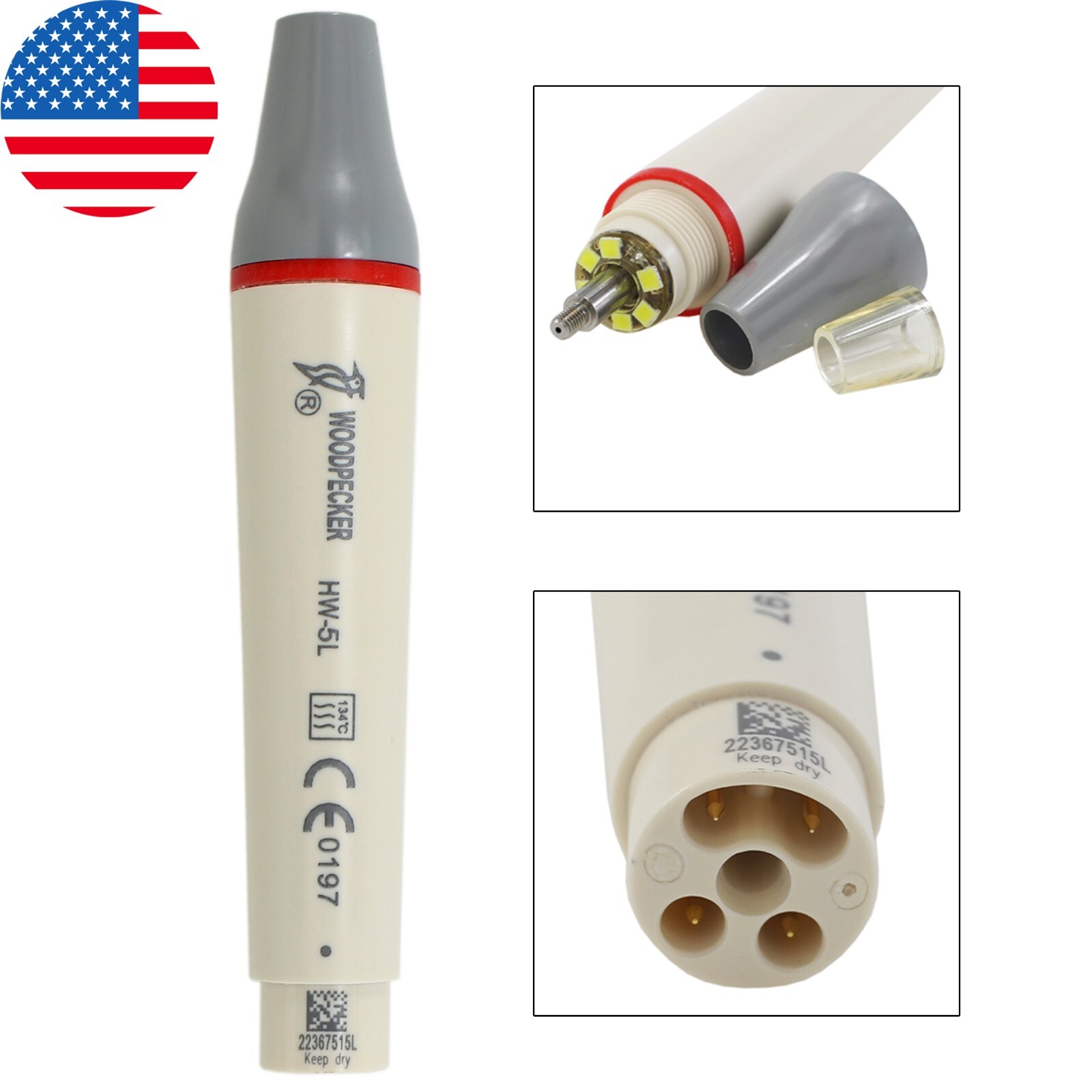 Woodpecker Piezo Handpiece HW-5L For Dental Ultrasonic Scaler UDS-E P N2 N3 LED