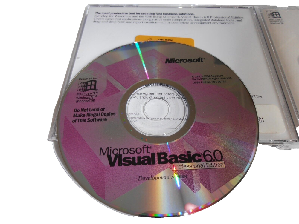Microsoft Visual Basic 6.0 Professional Upgrade or Full Ver for Windows 95 ~ 11