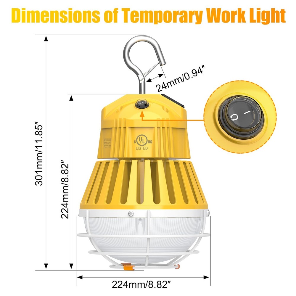2PCS 100W LED Temporary Work Light 5000K 15000lumens Linkable Construction Light