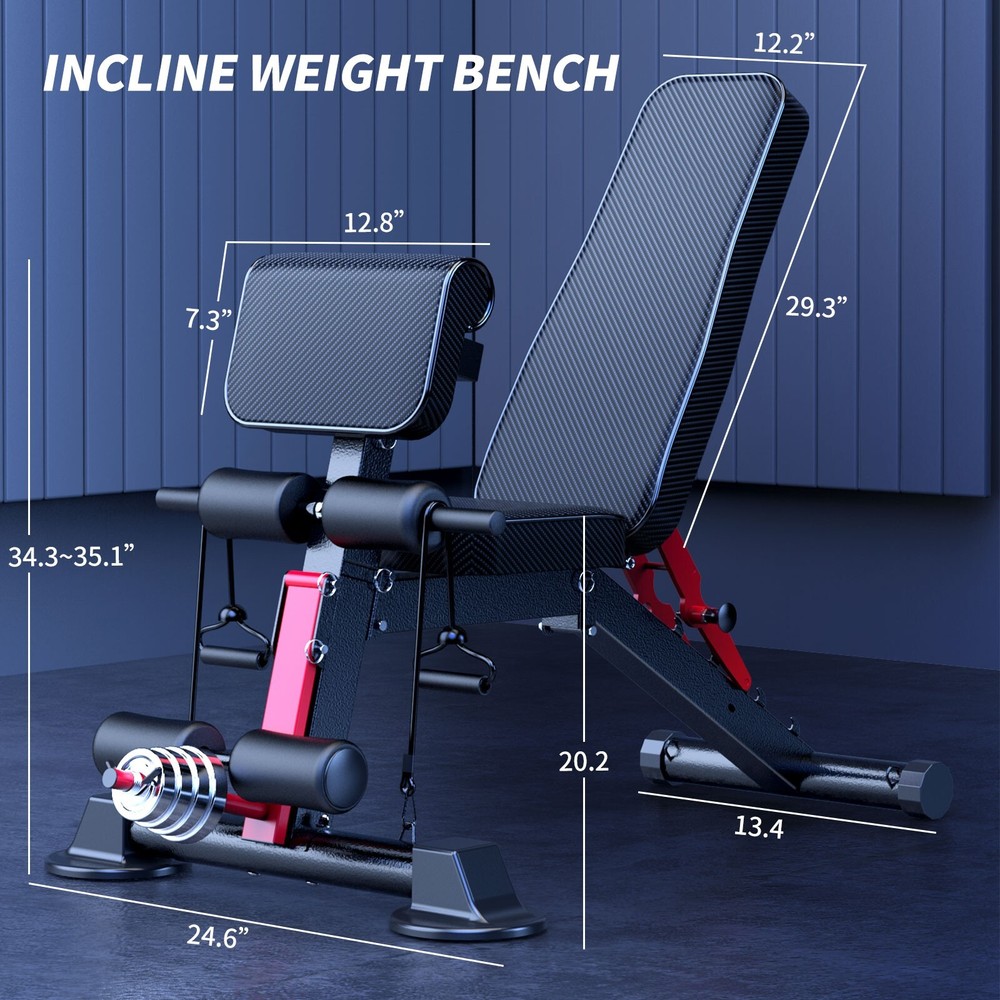 Folding Adjustable Workout Bench, 800LBS Capacity for Home Gym, Compact Storage