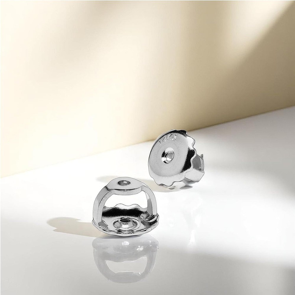 Solid 14K White Gold Earring Back Replacement – Secure Fit .040" Size, Gift Box