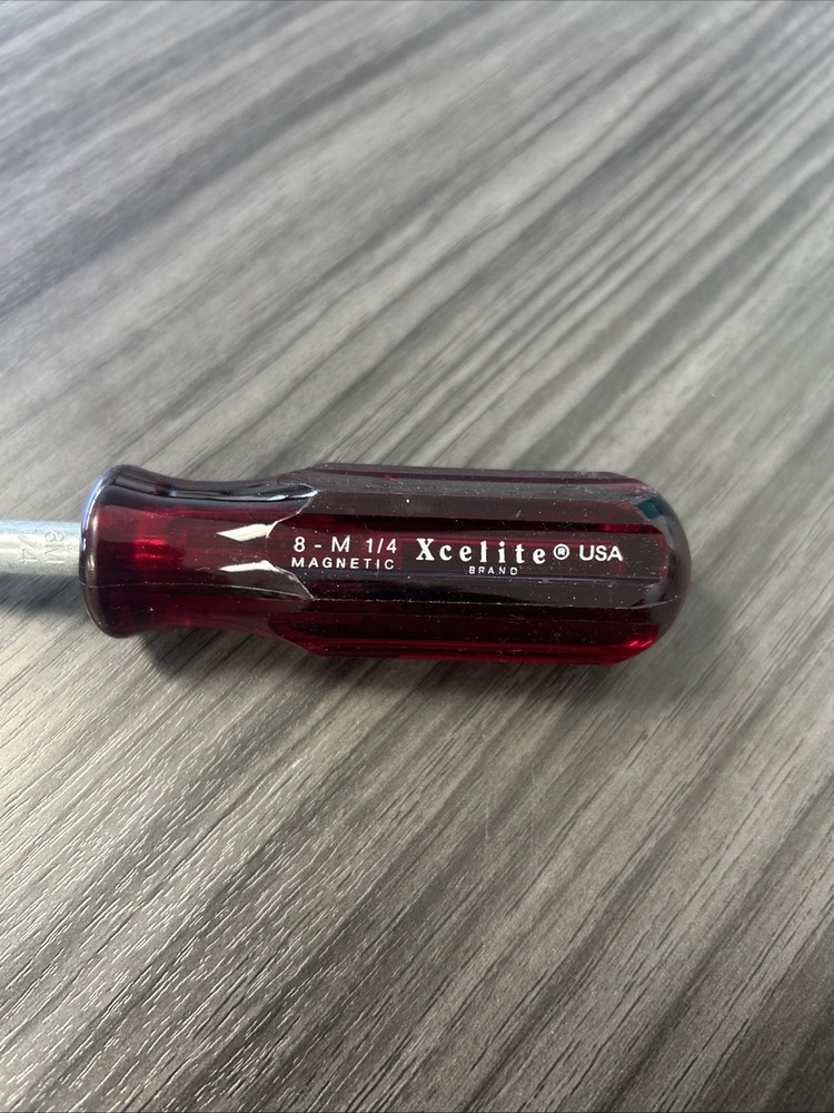 Xcelite 8M 1/4" x 3" Magnetic Nutdriver, Red Handle