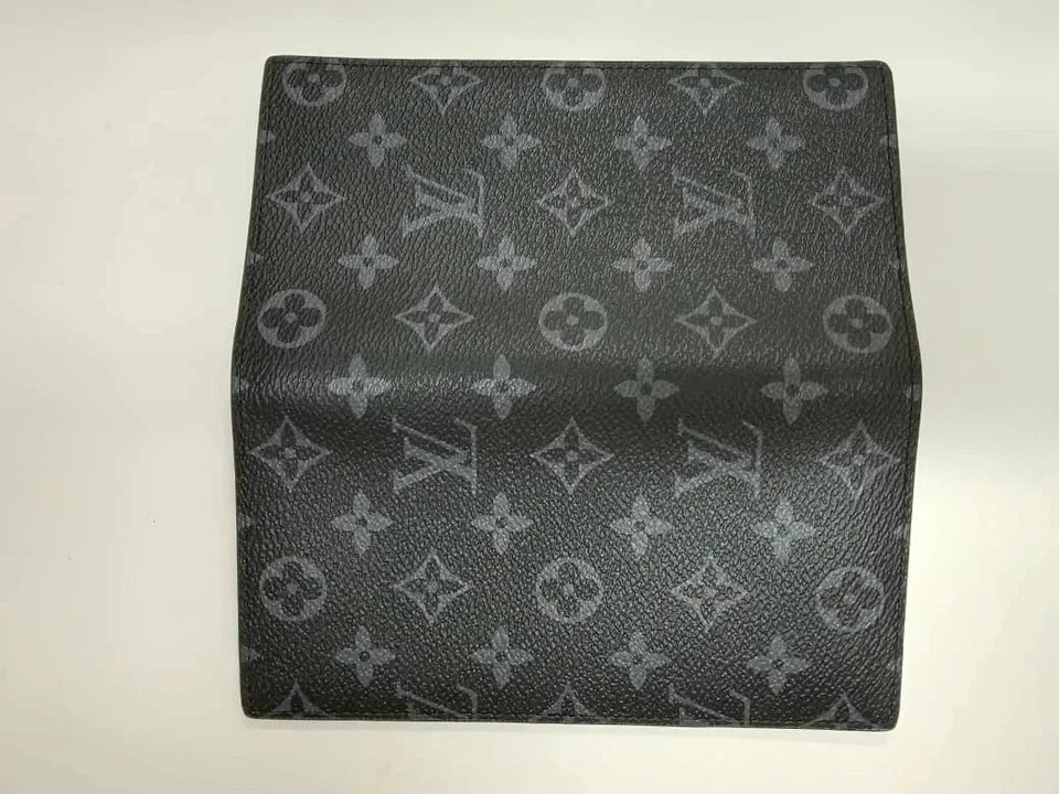 Louis Vuitton Monogram Eclipse Brazza Canvas Long Black Compact Wallet