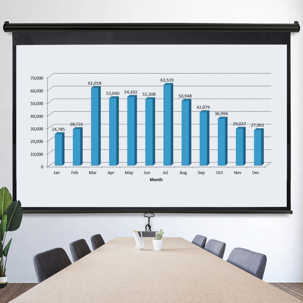 Home Office 100" 16:9 HD Projection Screen Retractable Pull-down Projector Scree