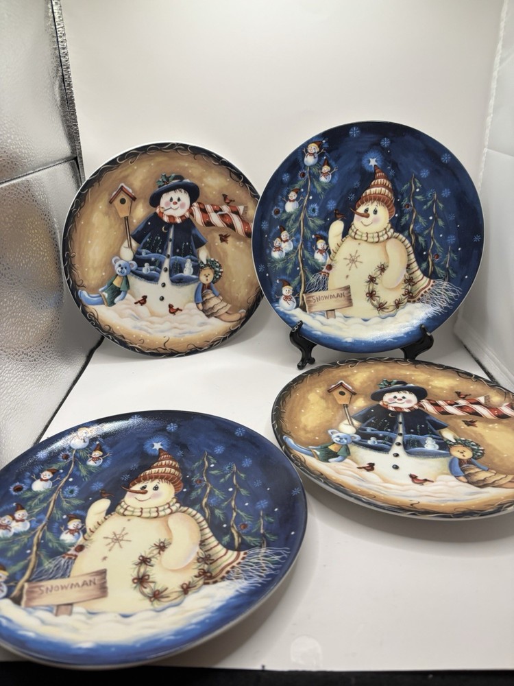 Snowman 4 pcs Set Cake Plates 8"