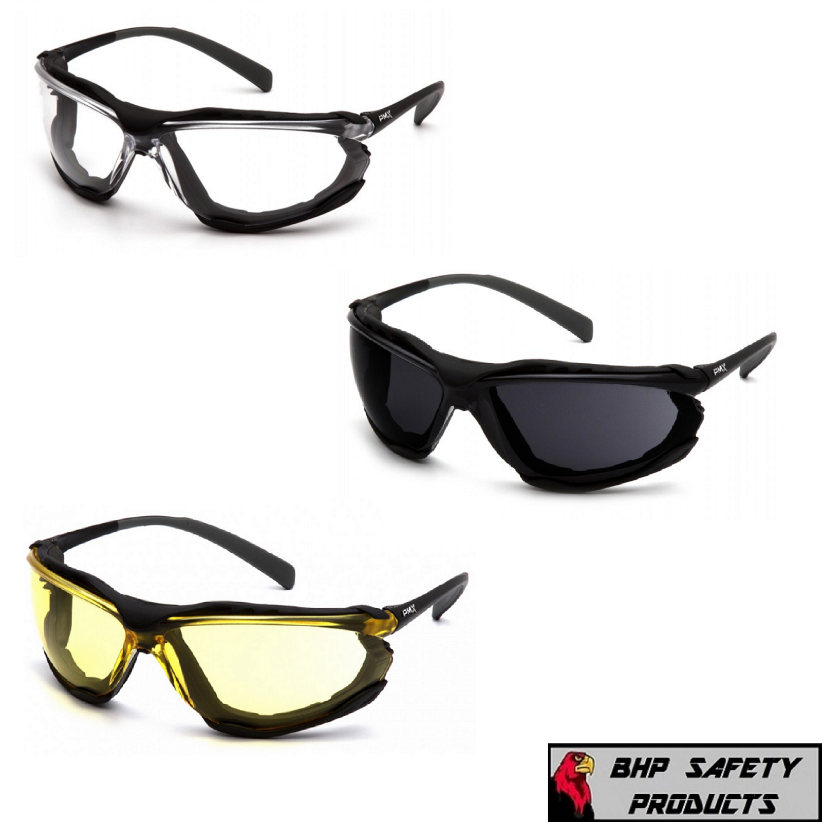 PYRAMEX PROXIMITY SAFETY GLASSES ANTI-FOG LENSES FOAM PADDED MOTORCYCLE Z87+