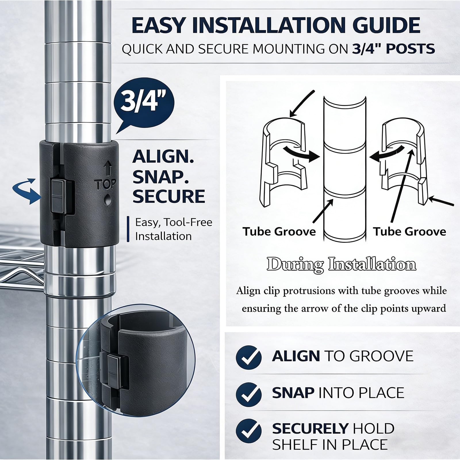 Wire Shelf Clips 3/4 Inch, 52 Pcs Wire Shelving Shelf Lock Clips, Wire Shelf Rep