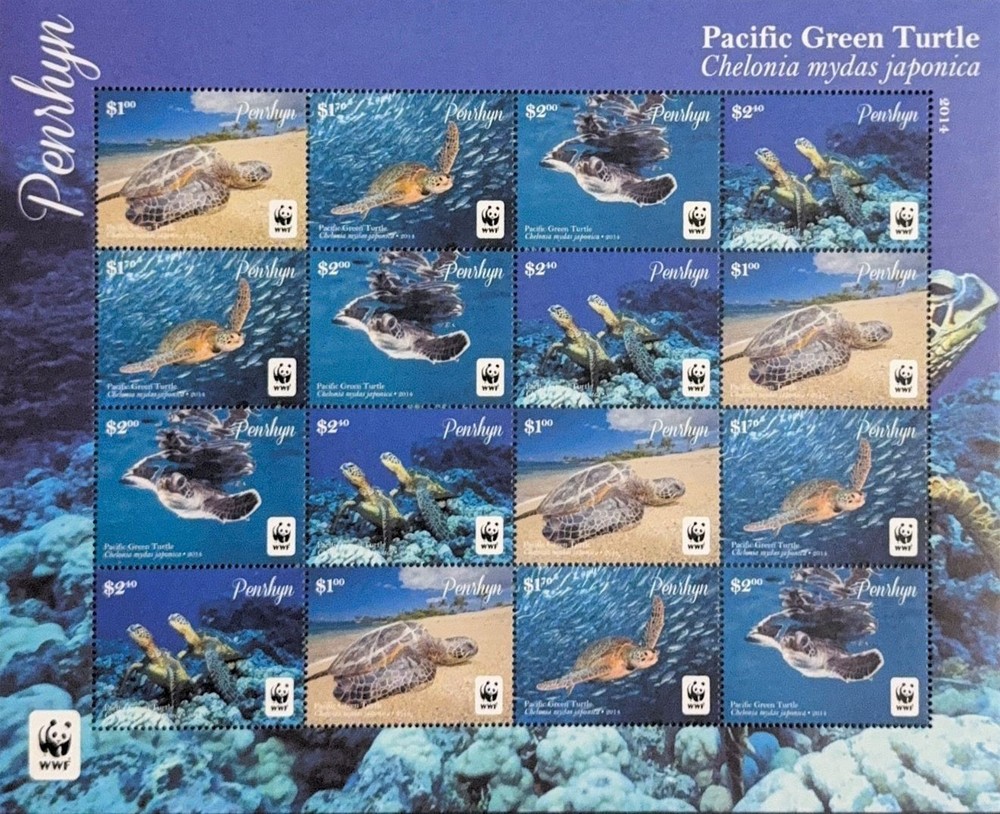 Penrhyn 2014 - WWF Pacific Green Turtle - Sheetlet - MNH
