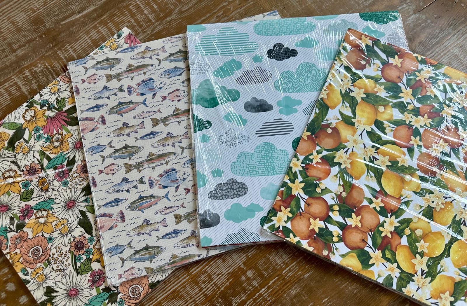 Stampin' Up DSP 12x12 Daffodil Afternoon Let's Go Fishing Sunny Days Med. Blooms