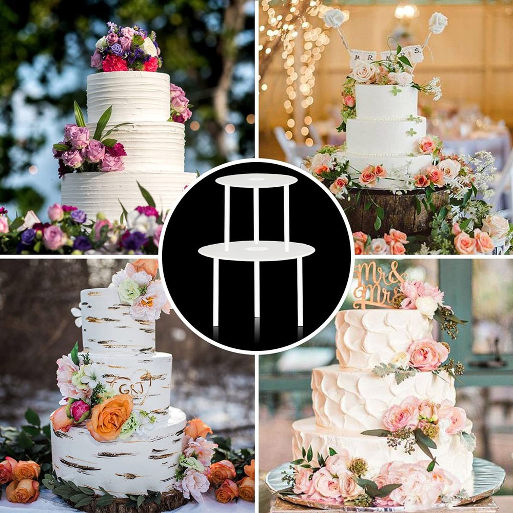 2 Tier Cake Separator Plates with Pillars Cake Stacking Support Set