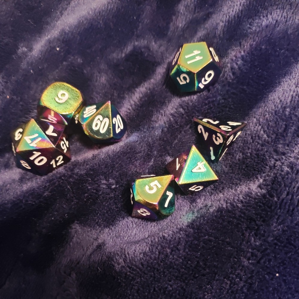 7 Die Count 16mm Flame Torched Rainbow Dice