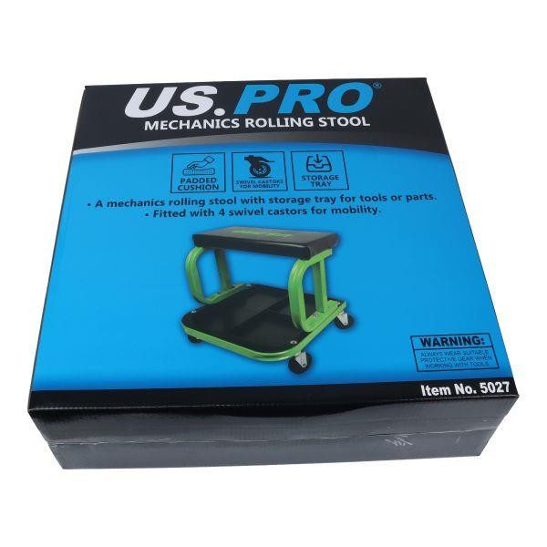 US PRO Tools Work Seat Garage Workshop Stool with Storage 5027