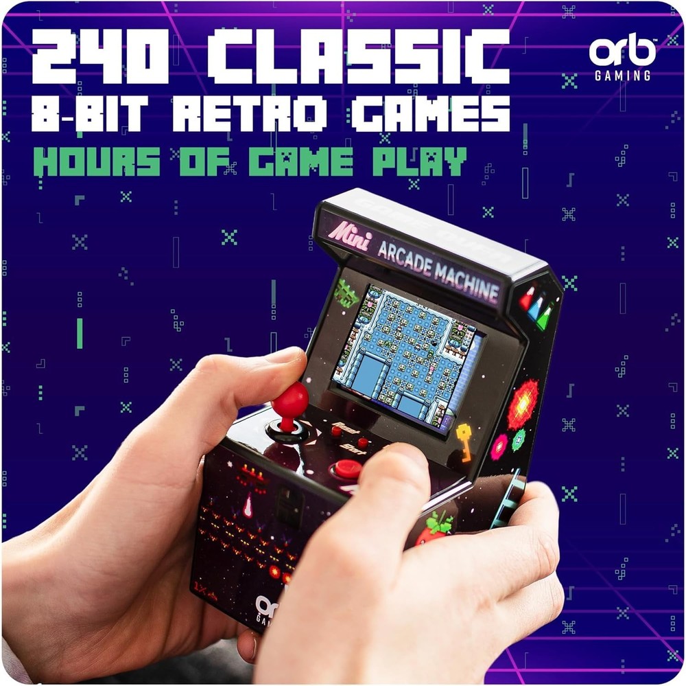 Handheld Mini Arcade Console - 240 Built-in Games, 2.5” Display, Classic Fun