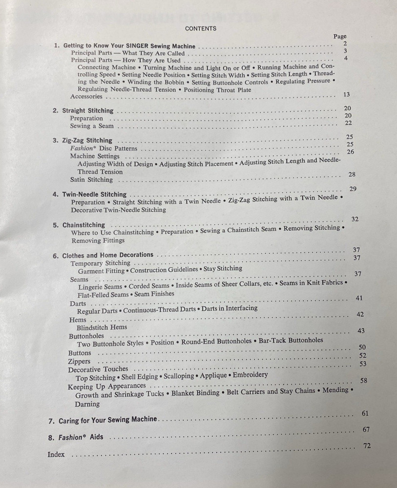 SINGER "Touch & Sew" Sewing Machine Instructions